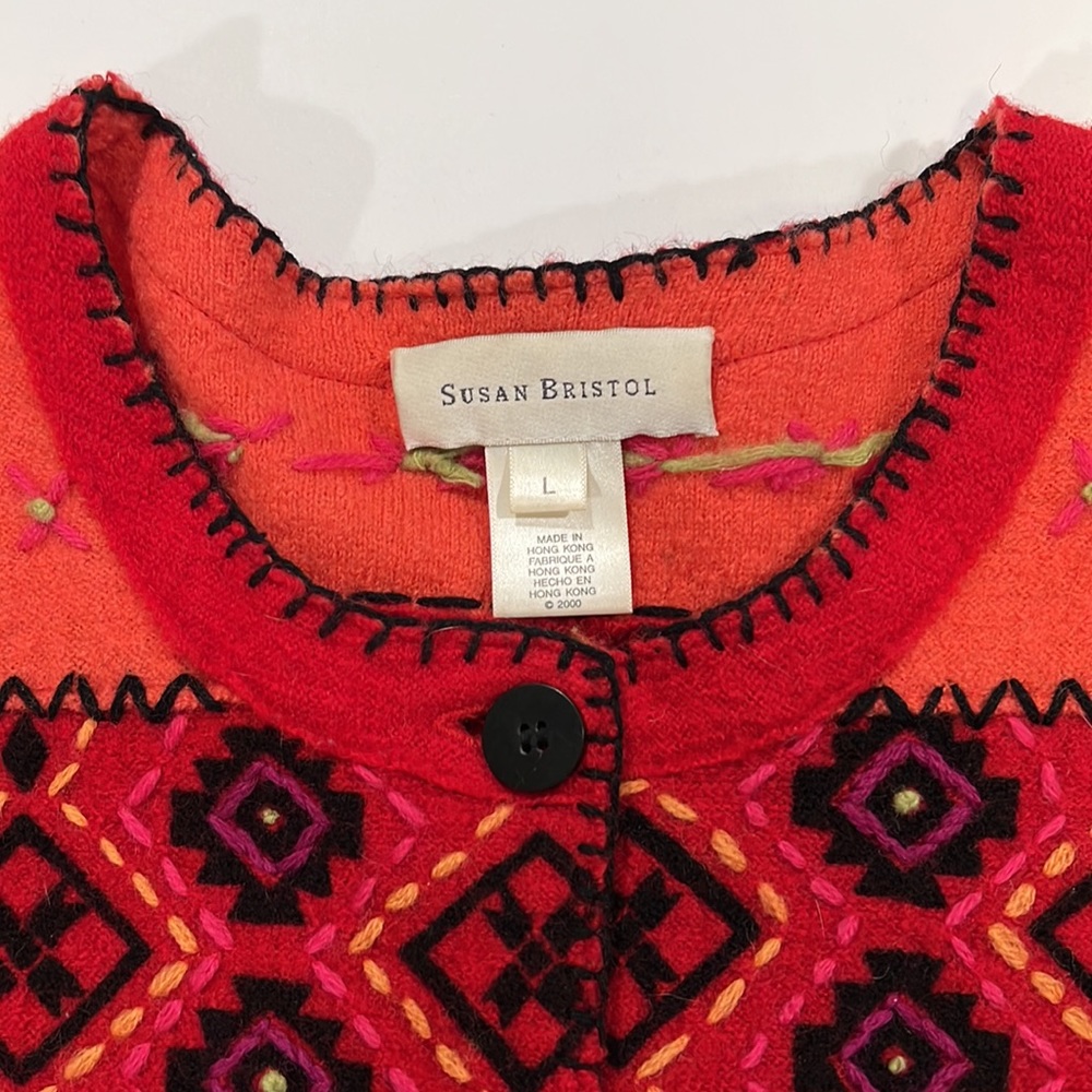 Susan Bristol - L, wool sweater coat/cardigan, southwest style - Picture 6 of 10